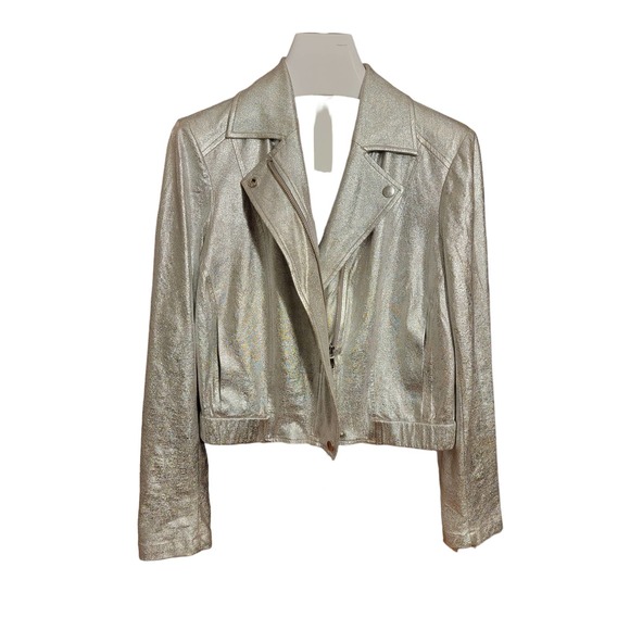 INC Metalic Silver Crop Jacket - Picture 4 of 9